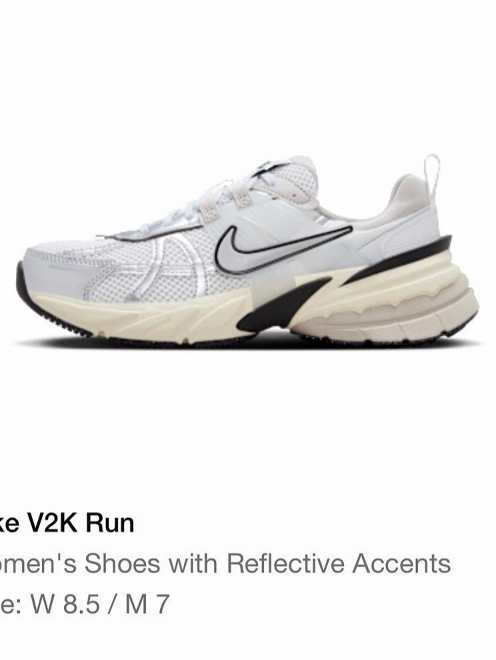 Nike V2K Run Summit White Metallic Silver Sneakers White & Black US 8.5